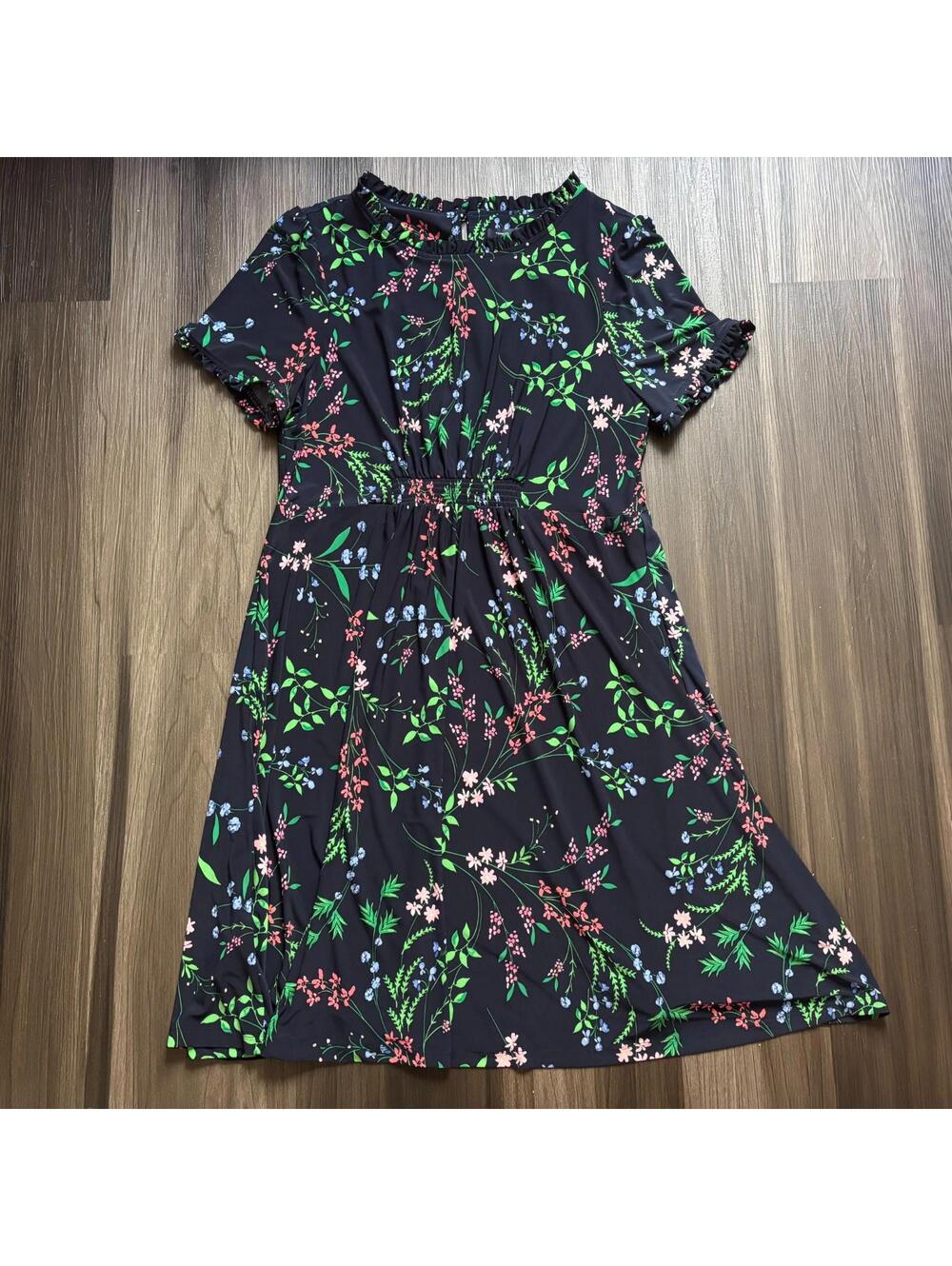 Tommy Hilfiger Women's Dress Size 12 Short Sleeve High Neck Blue Floral